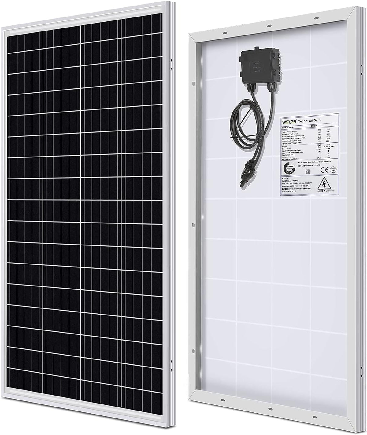 100 Watt 12 Volt Monocrystalline Solar Panel Starter Kit V31353