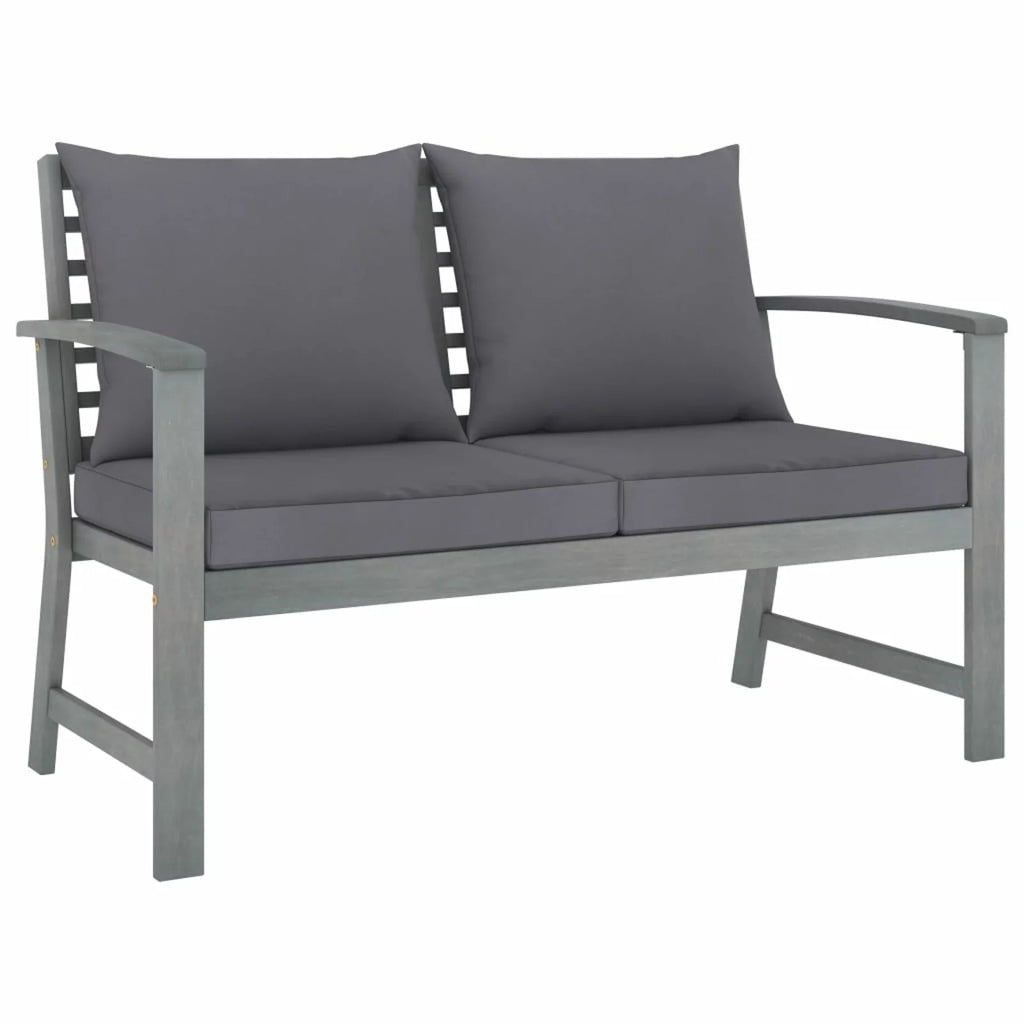 Dark Gray Cushion Solid Acacia Wood Patio Bench K59998
