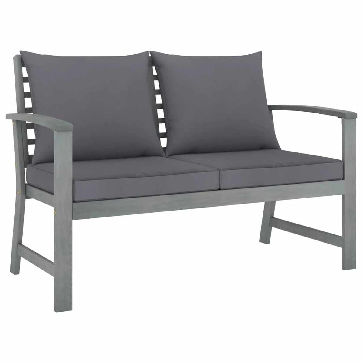 Dark Gray Cushion Solid Acacia Wood Patio Bench K59998