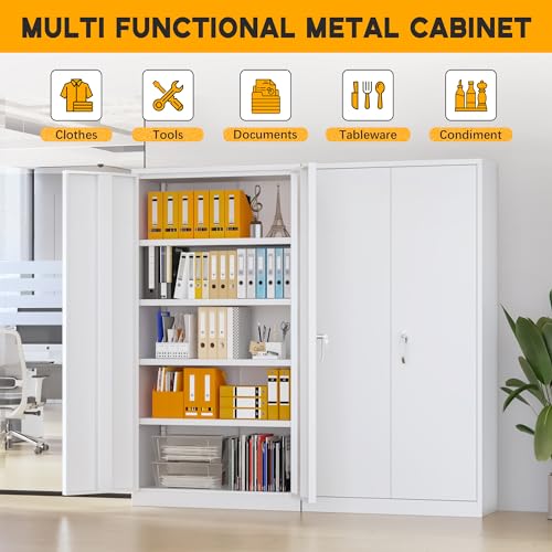 72" H Black Metal Storage Cabinet with 2 Doors and 4 Adjustable Shelves P185