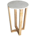 Brown Round Mango Wood and Marble Table P4825