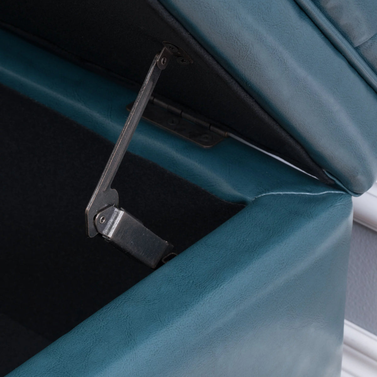 Teal Faux Leather Storage Ottoman Y2019