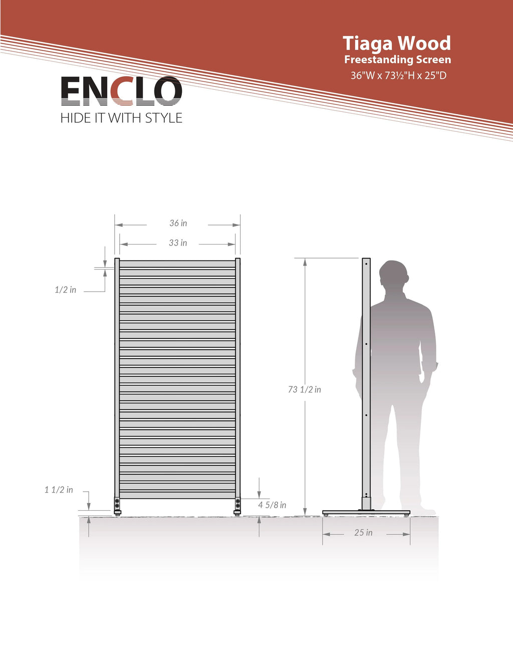 6 ft H x 3 ft W Slatted Wood Privacy Screen Kit (1 Panel) W443866