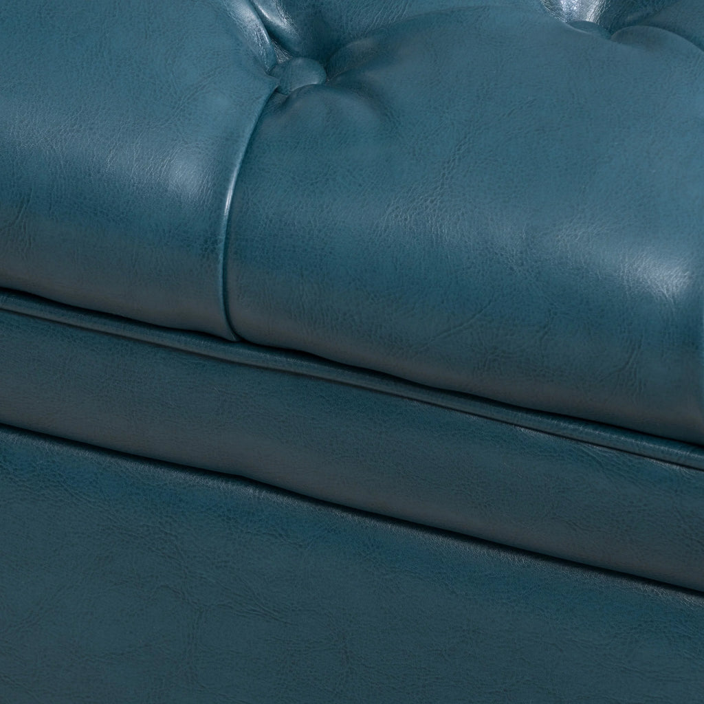 Teal Faux Leather Storage Ottoman Y2019