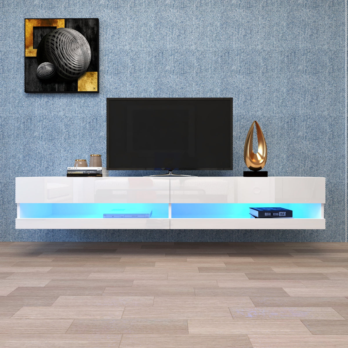 White Wall Mounted Floating TV Stand up to 80 inch A61103