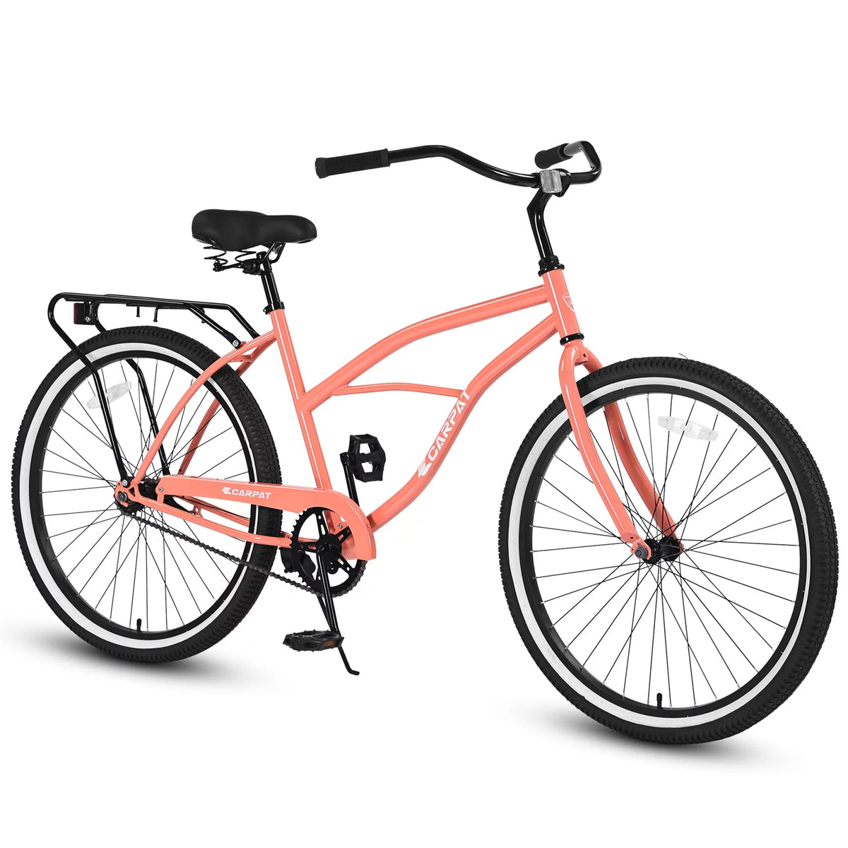 26in. White Steel Frame Beach Cruiser Bike W652