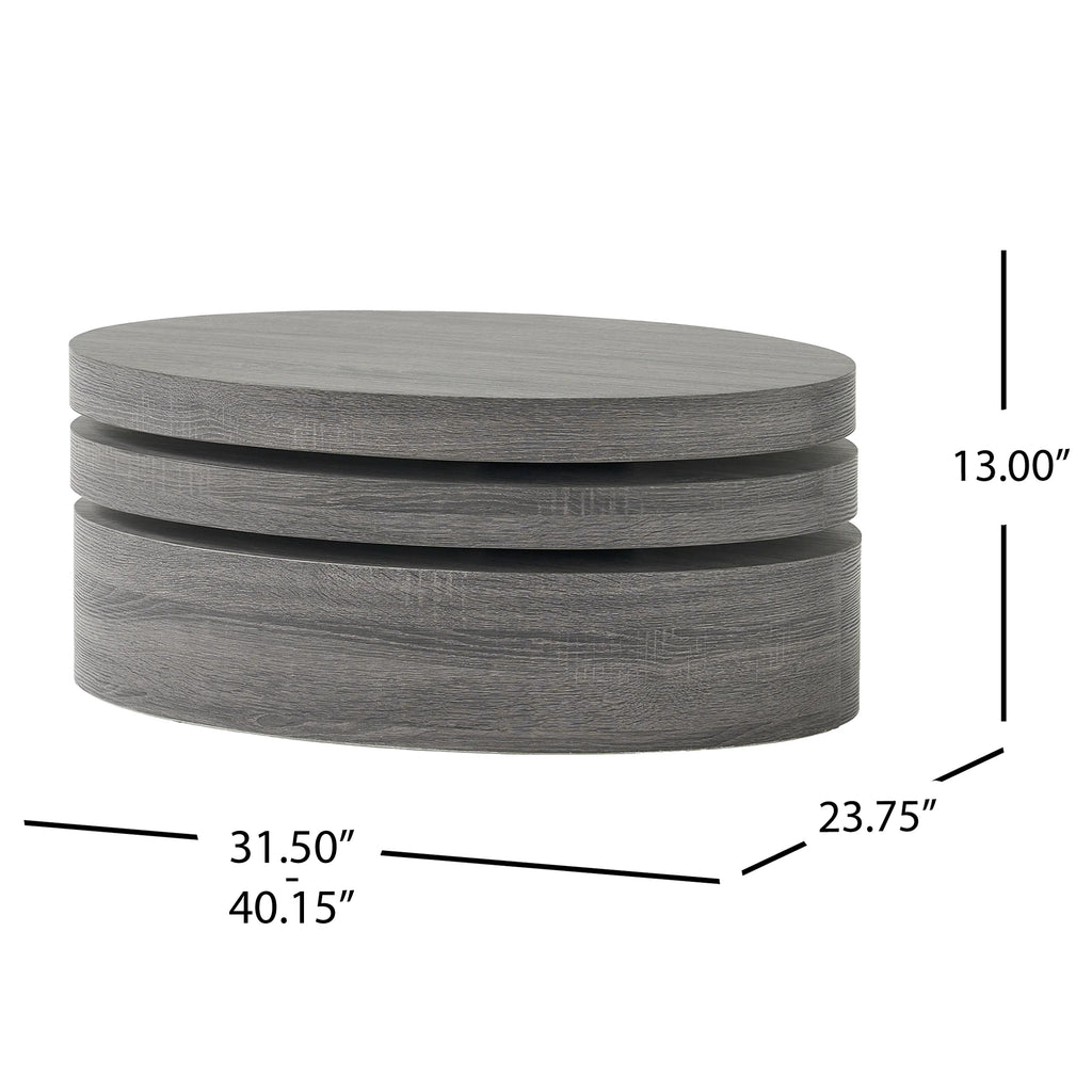 Black Rotatable Oval Coffee Table Z700941