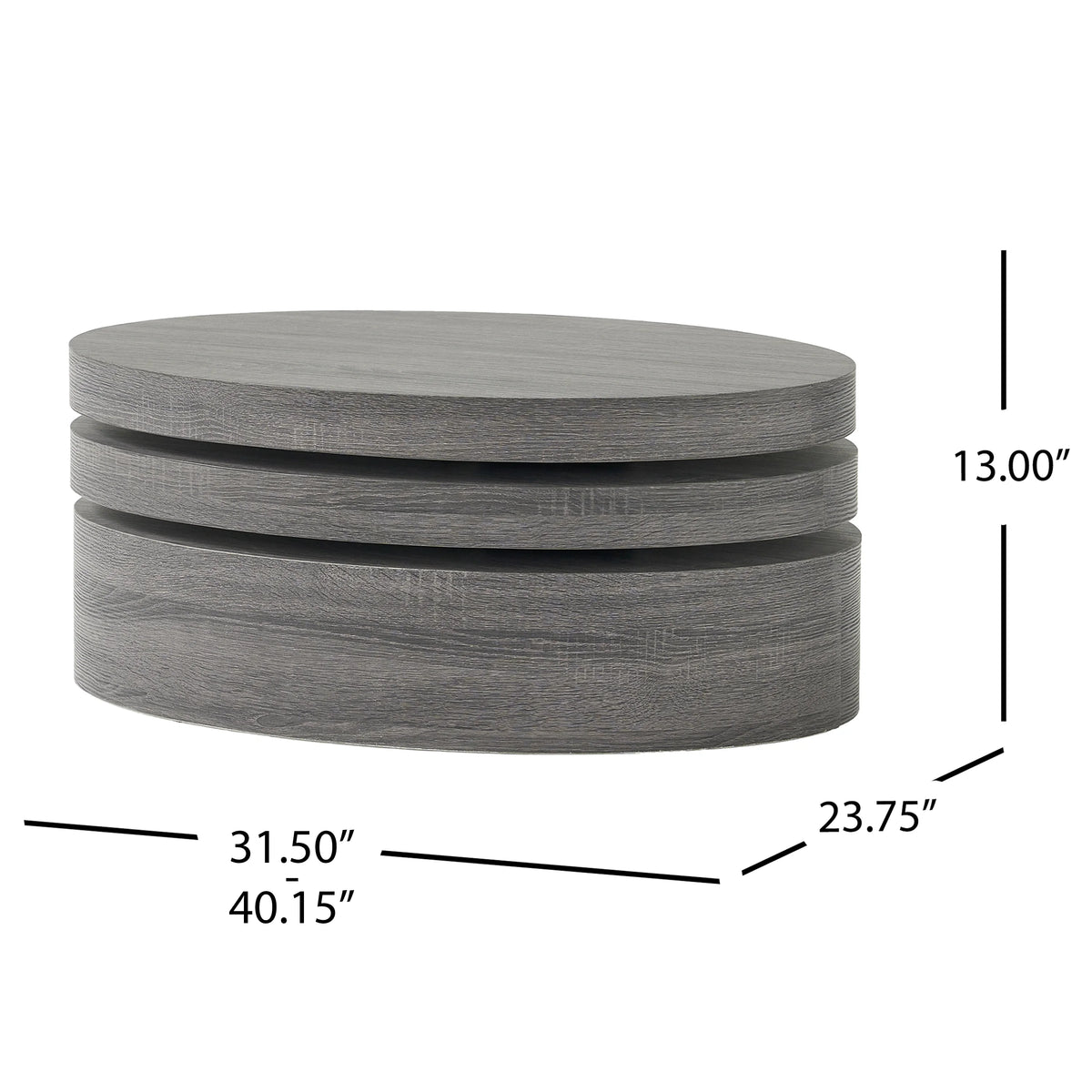 Black Rotatable Oval Coffee Table Z700941