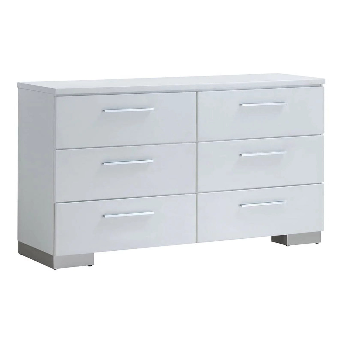 Contemporary Wood 6-Drawer Dresser in White U79633