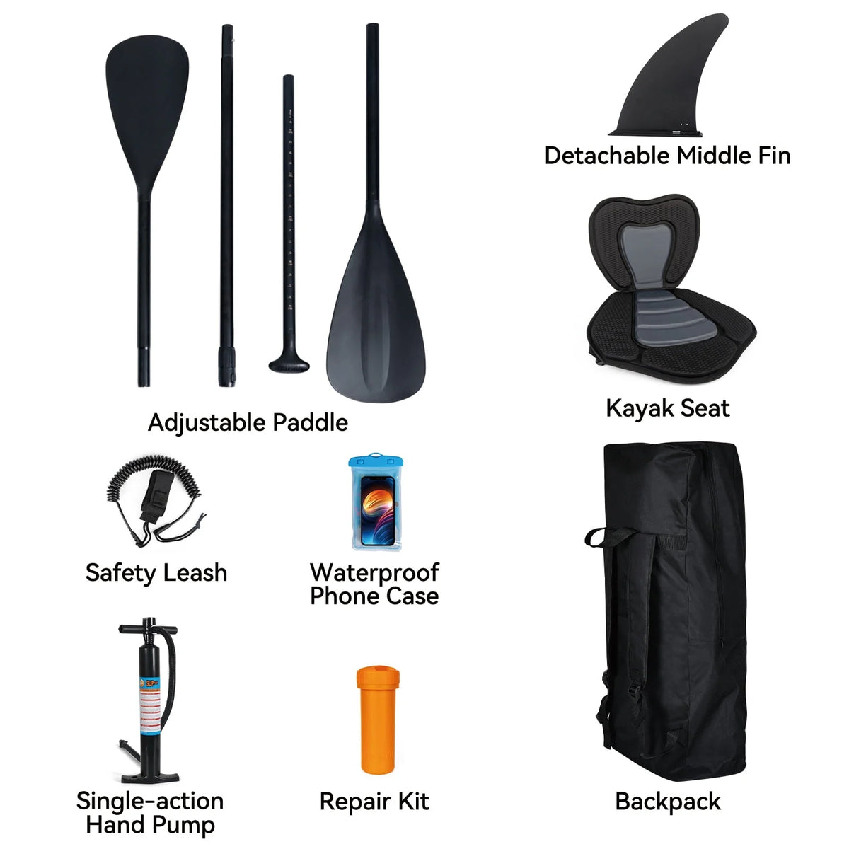 11 Ft Inflatable Stand Up Paddle Board and Sit-on Kayak Set, Non-Slip Deck SUP Paddle Board with SUP Accessories & Backpack, Blue Q60031