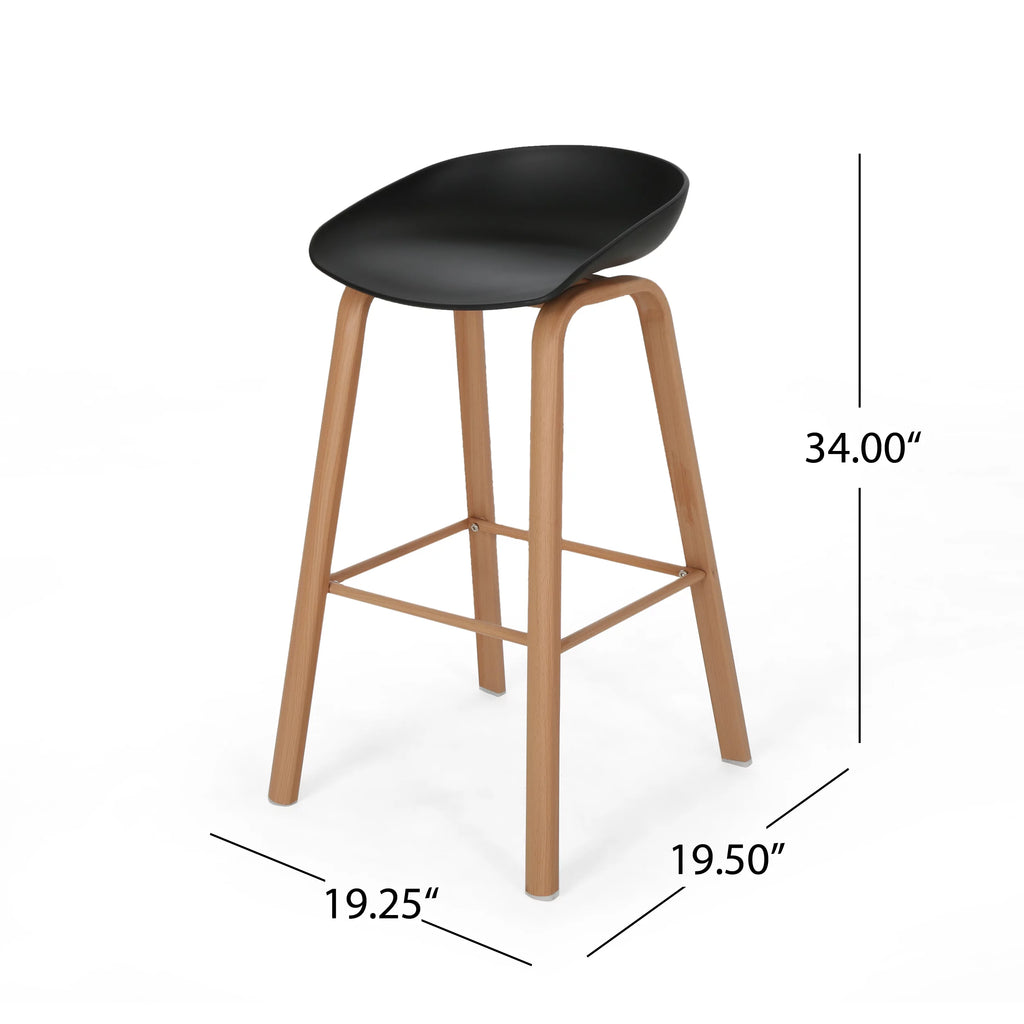 Black Fabric Barstool with Iron Legs, Set of 2 R2388