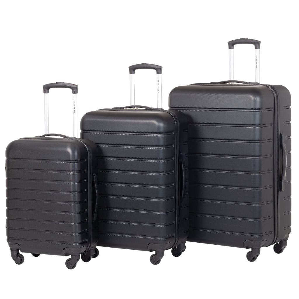 3 Piece Set Hardside Spinner Luggage, Black W4345