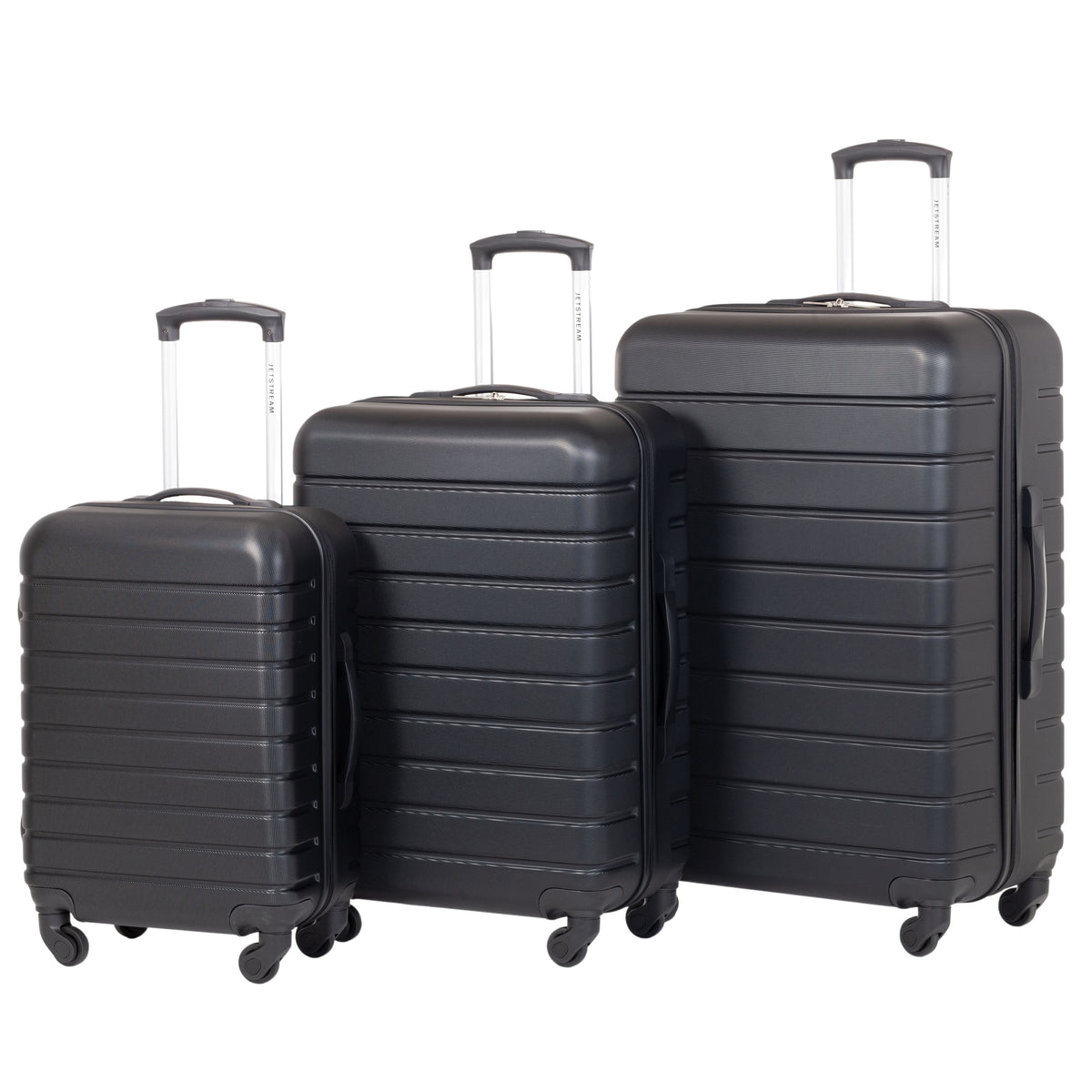 3 Piece Set Hardside Spinner Luggage, Black W4345
