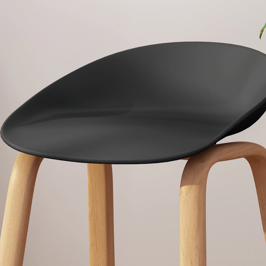 Black Fabric Barstool with Iron Legs, Set of 2 R2388