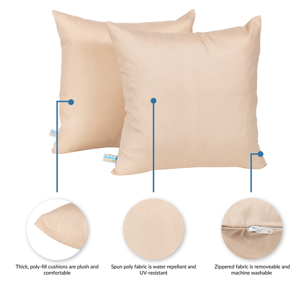 Beige Outdoor Square Throw Pillow 2 Pack E92530