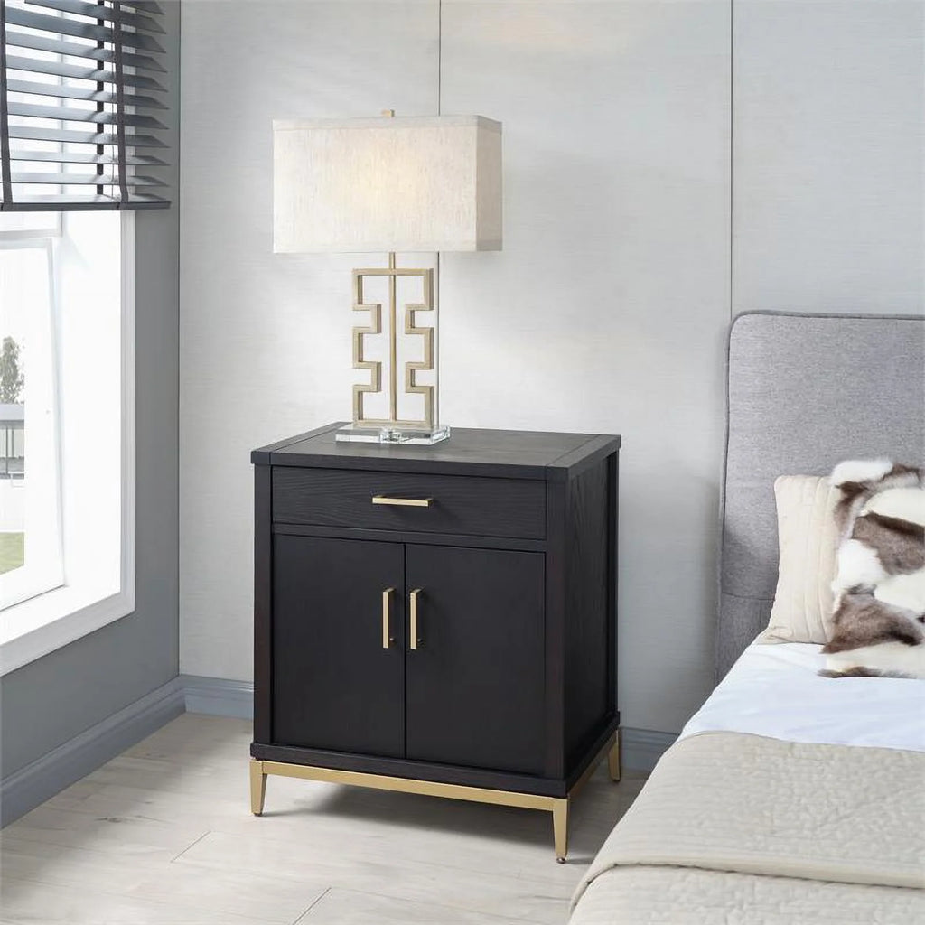 Wood Nightstand with AC USB Set of 2 S269111