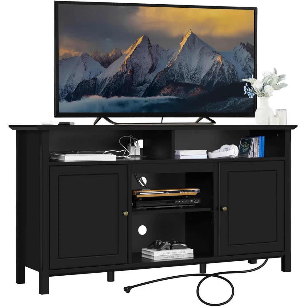 Black TV Stand with Power Outlet H846