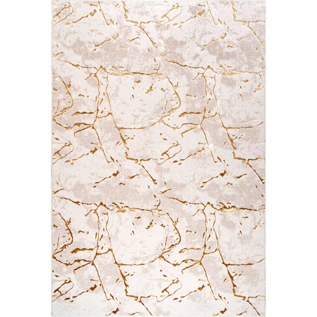 Abstract Modern Minimalist Area Rug Gold and Beige 8x10 I96677