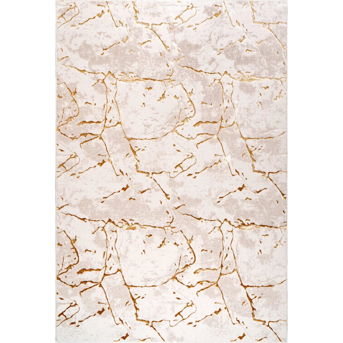 Abstract Modern Minimalist Area Rug Gold and Beige 8x10 I96677