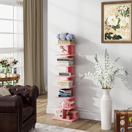 Black 8-Tier Narrow Bookshelf B100086