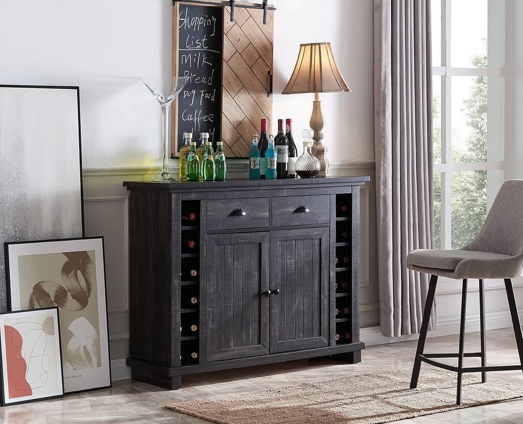 Charcoal Bar Cabinet with Stem Glass Placement X8527