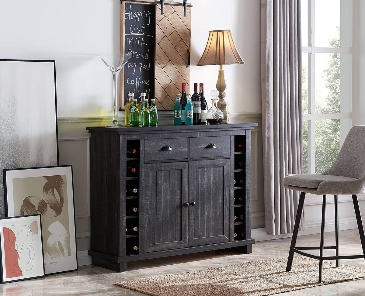 Charcoal Bar Cabinet with Stem Glass Placement X8527