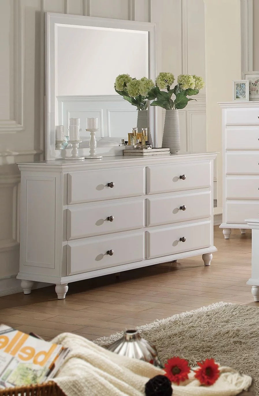 White 4 Piece Eastern King Size Bedroom Set R633556