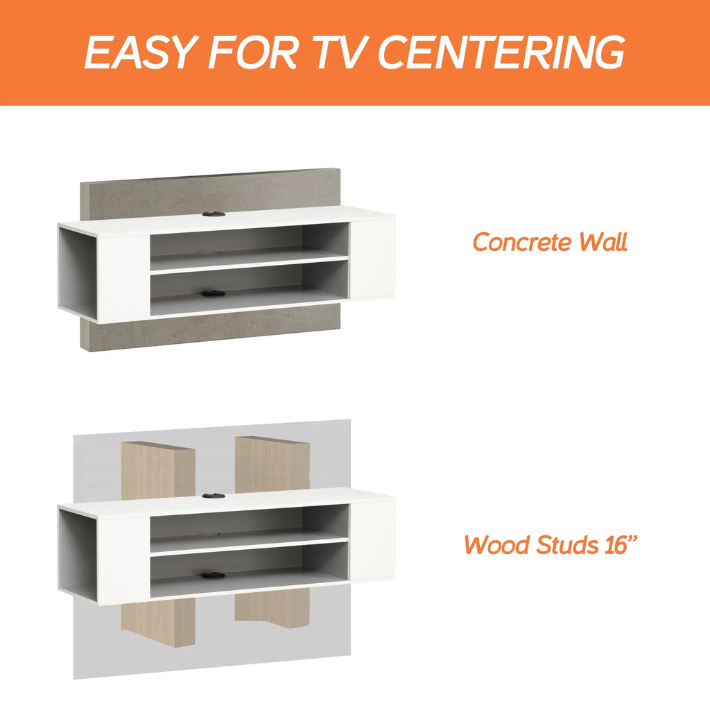 White Floating Wall Mounted TV Stand N35054