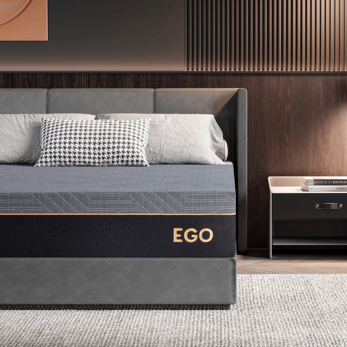 Black 12 inch Queen Gel Memory Foam Mattress S1087