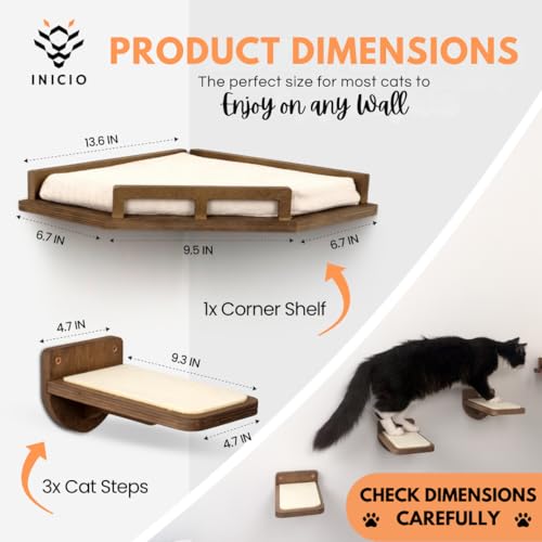 Brown 3 Step Cat Wall Shelves P25649