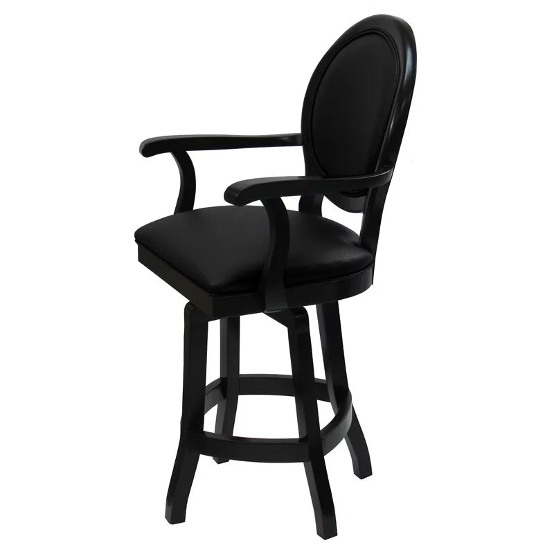 26" Swivel Solid Wood Counter Stool Black Leatherette A749131