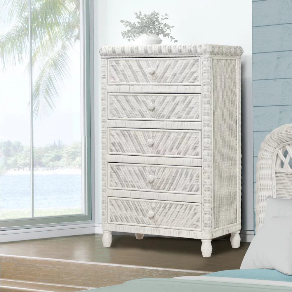 White Wood 5 Drawer Chest K659