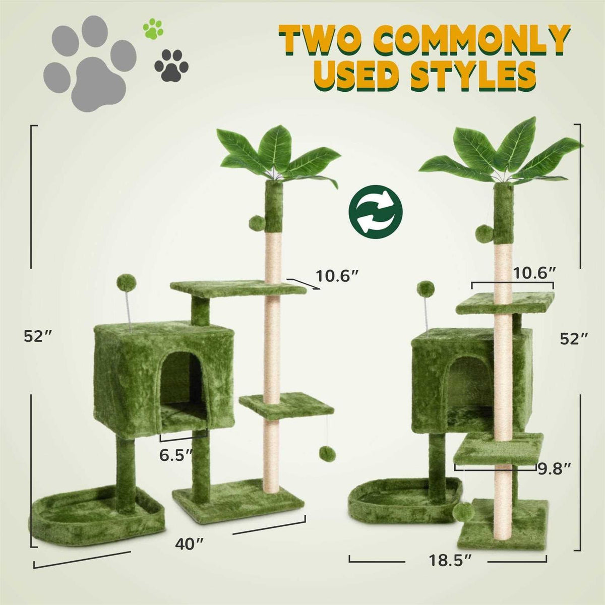 52in Cat Tree with Scratching Posts Plush Perch B680726
