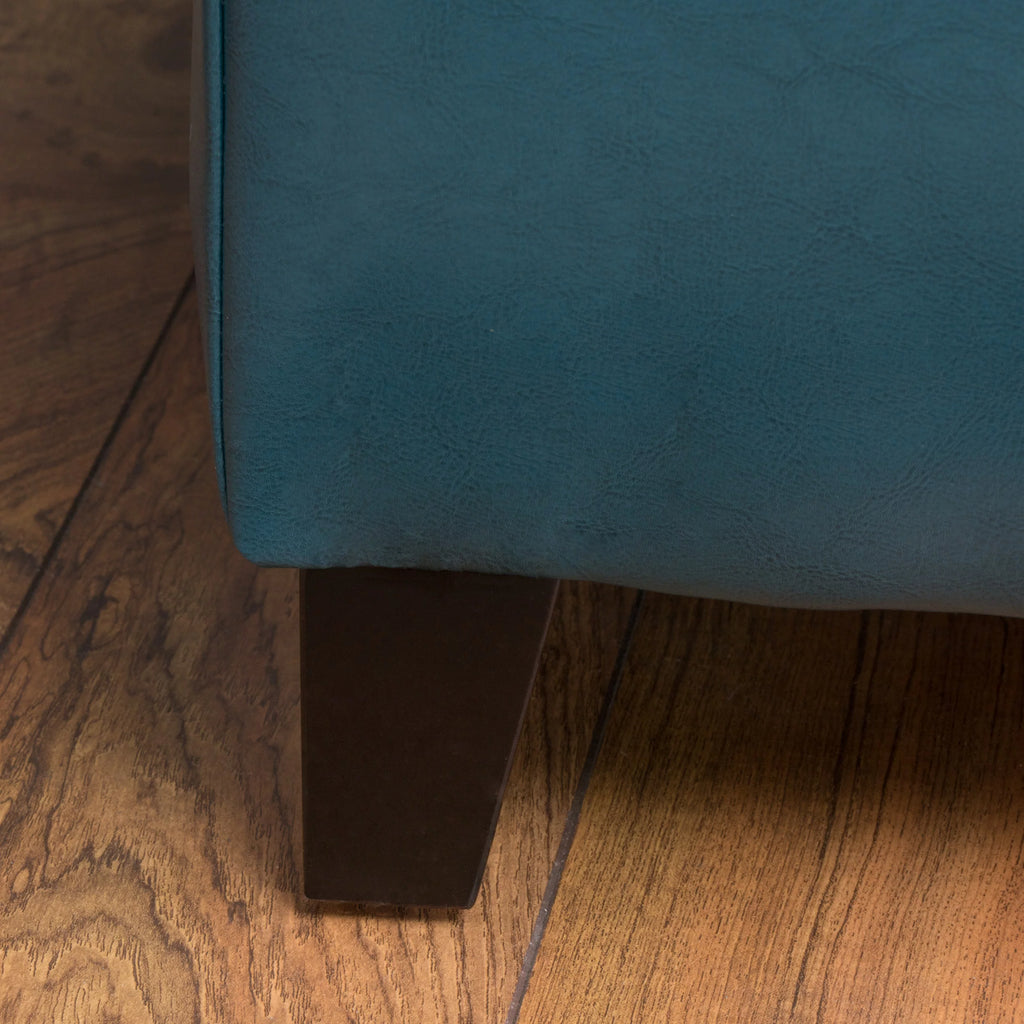 Teal Faux Leather Storage Ottoman Y2019