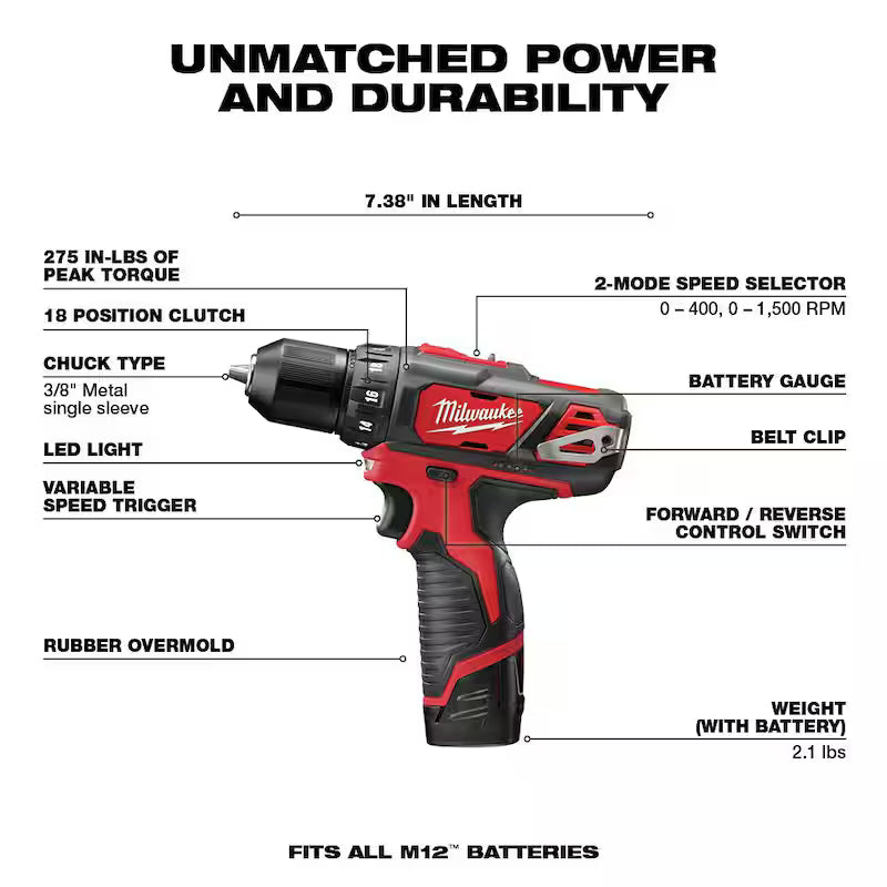 12V Cordless Drill Driver/Impact Driver Combo Kit with 23-Piece Titanium Drill Bit Set J44661