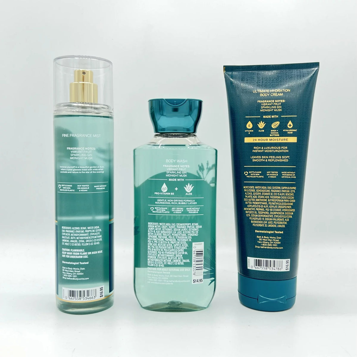 Moonlit Martini Fine Fragrance Mist, Body Wash and Body Cream 3-Piece Bundle L7151
