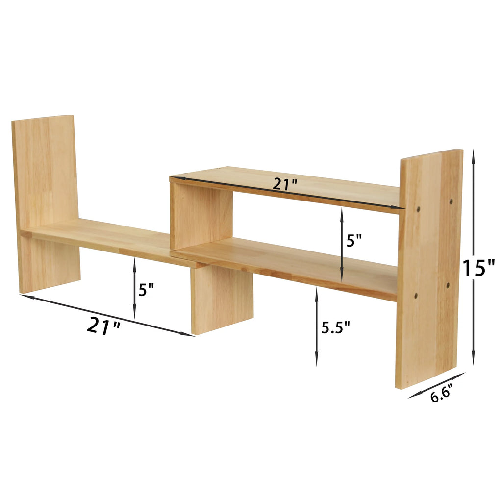 Adjustable Rubber Wood Desktop Shelf D904