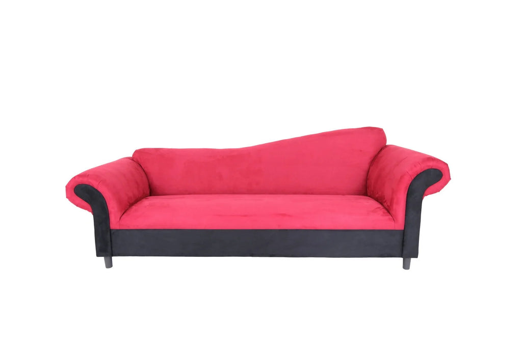 Red Velvet & Black Settee Sofa U17898