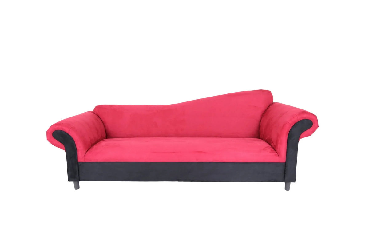 Red Velvet & Black Settee Sofa U17898