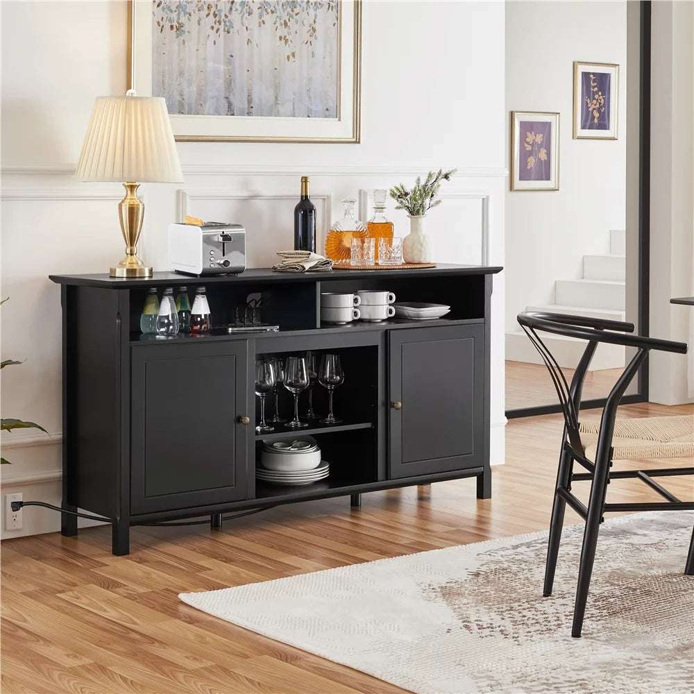 Black TV Stand with Power Outlet H846