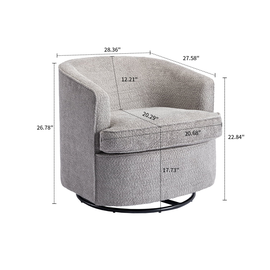 Gray Chenille Swivel Barrel Chair with Metal Base S76640