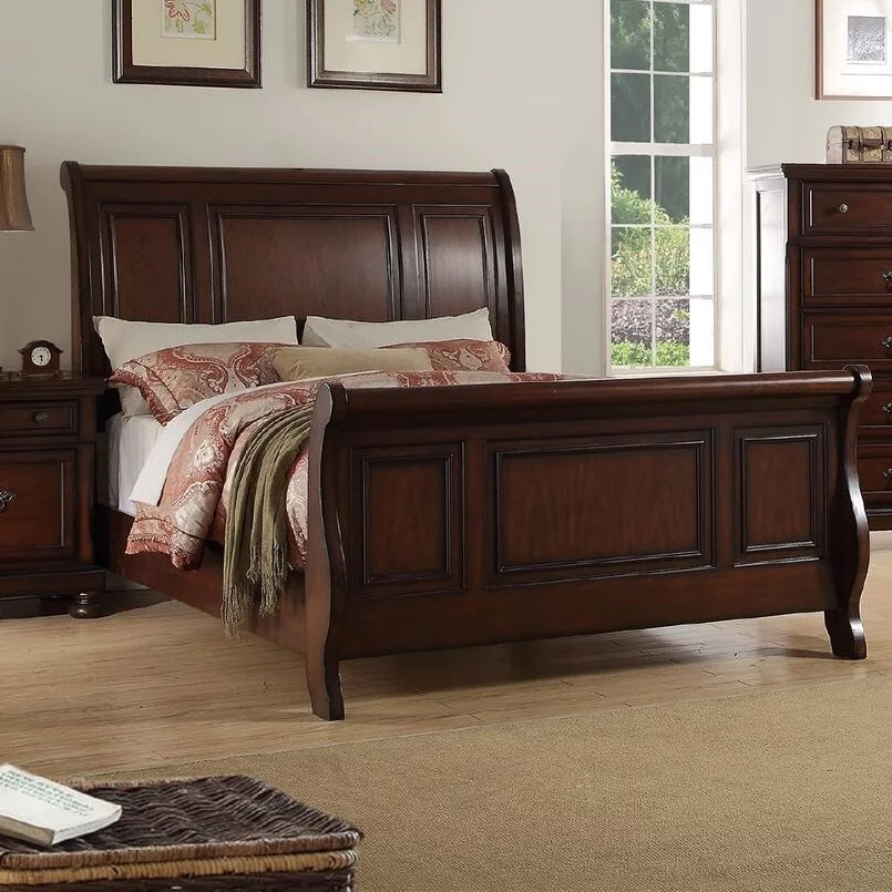Cherry Veneer 6pc Cal King Size Bedroom Furniture Set P7532