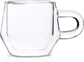 Clear 4Oz Double Walled Glass Espresso Cups with Handles P3538