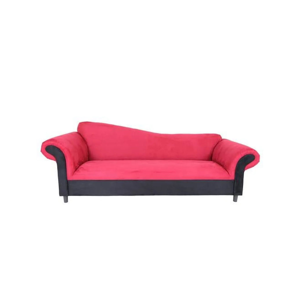 Red Velvet & Black Settee Sofa U17898