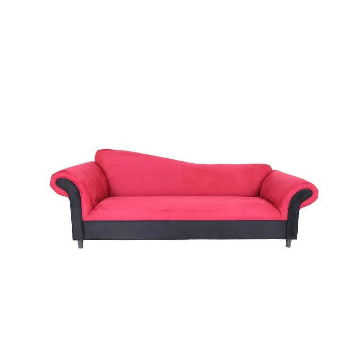 Red Velvet & Black Settee Sofa U17898