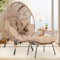 Oversized Wicker Egg Chair with Ottoman Gray L78059