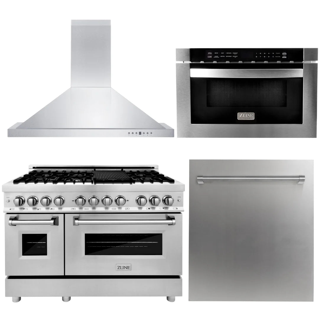 48 Range, Range Hood, Microwave Drawer, Dishwasher O147012