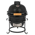 13in Round Ceramic Charcoal Grill with Thermometer, Black A37329