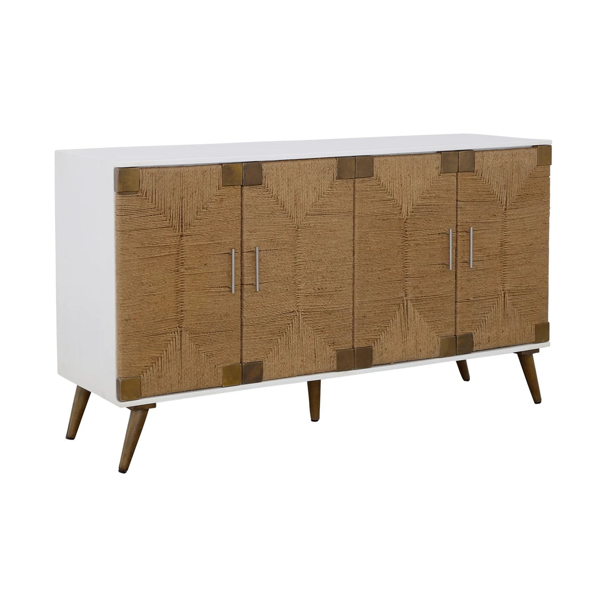 White 4-Door Wood Credenza F622742