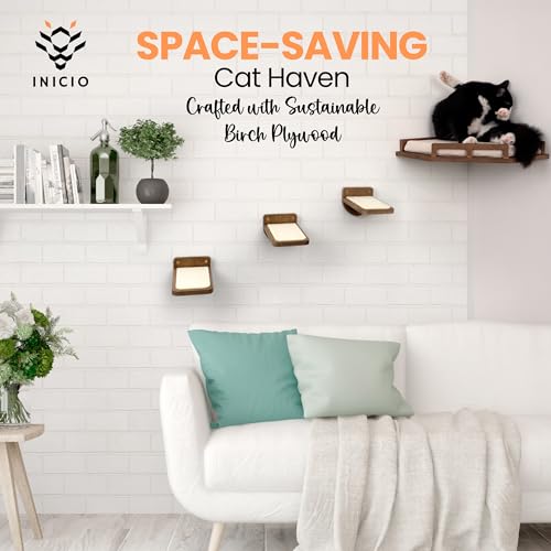 Brown 3 Step Cat Wall Shelves P25649